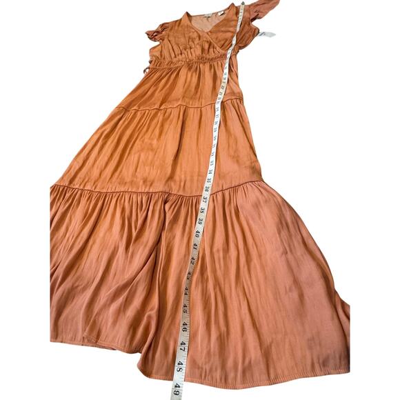Joie Copper Rose Tiered Maxi Dress Flutter Sleeves Women’s Size Medium NWT - Picture 8 of 12